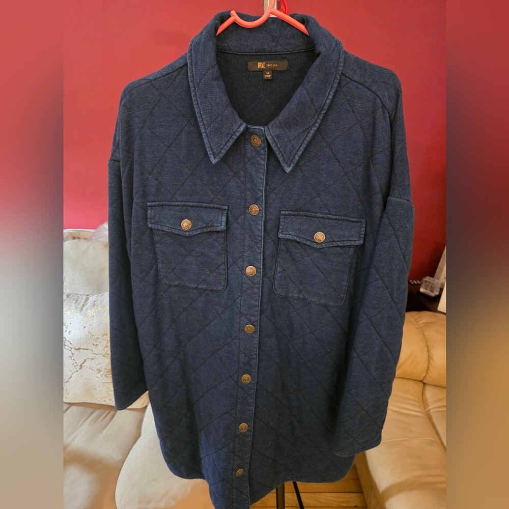Frye Navy Quilted Shacket - Denim Look